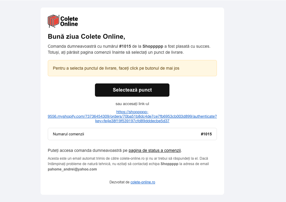 Selectare Punct Ridicare